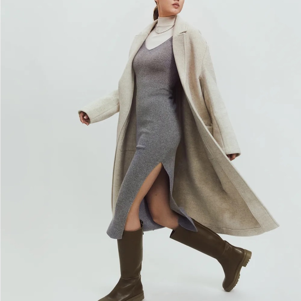 NWOT Reformation Albert Coat | Size L | Beige MWool Oversized Wrap Coat